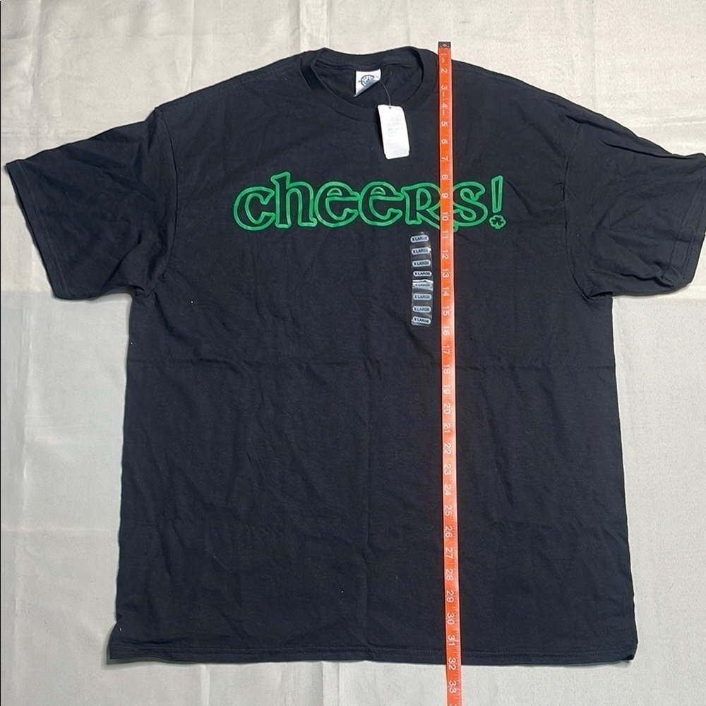Graphic Black T-shirt with Green Logo Cheers print - Picture 3 of 6
